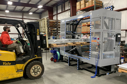 Forklift using TAB Wrapper Tornado orbital wrapper at Penn Sheet Metal